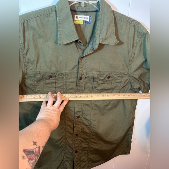 Magellan Mag Shield Adventure Gear Olive Green Men’s Shirt Size Large - Picture 6 of 7